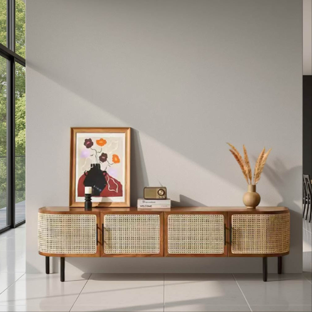Aina Ash Wood Rattan TV Stand