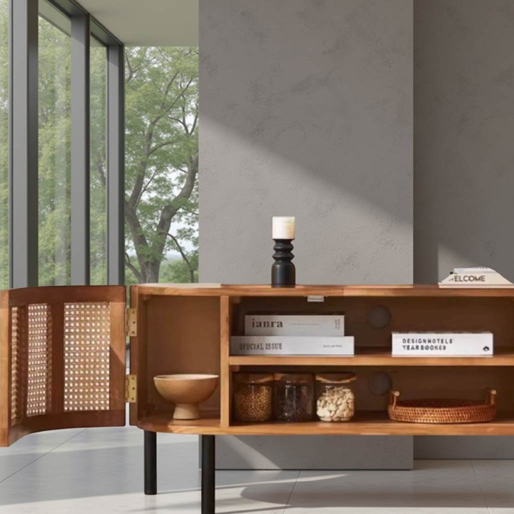 Aina Ash Wood Rattan TV Stand