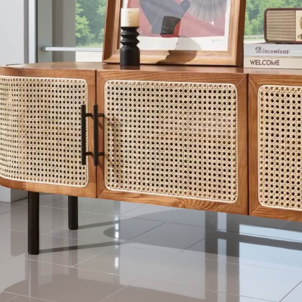 Aina Ash Wood Rattan TV Stand