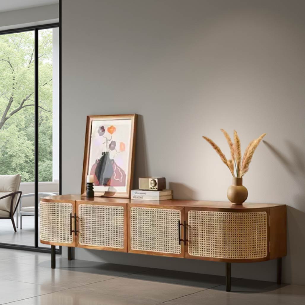 Aina Ash Wood Rattan TV Stand