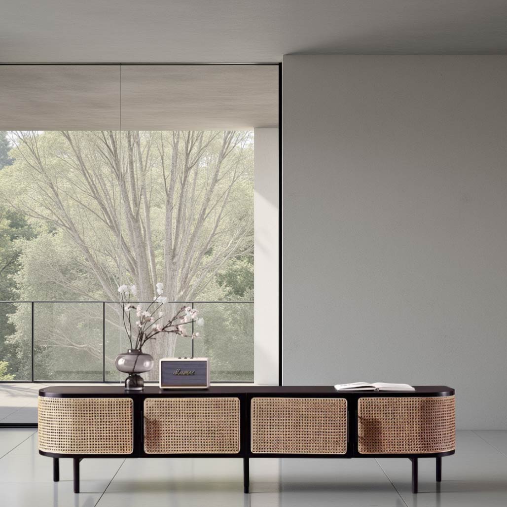 Aina Ash Wood Rattan TV Stand