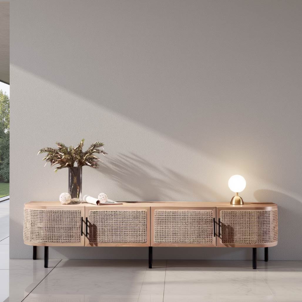 Aina Ash Wood Rattan TV Stand