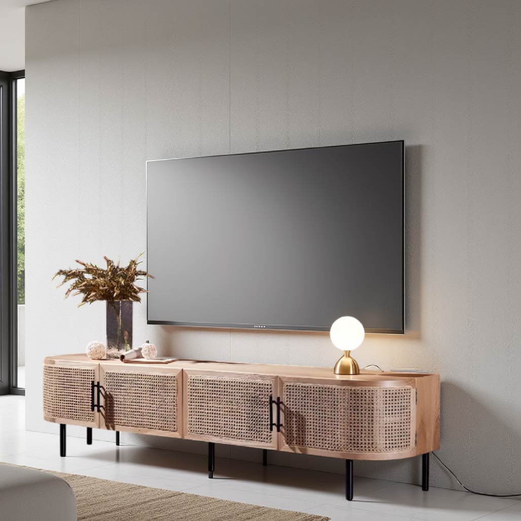 Aina Ash Wood Rattan TV Stand