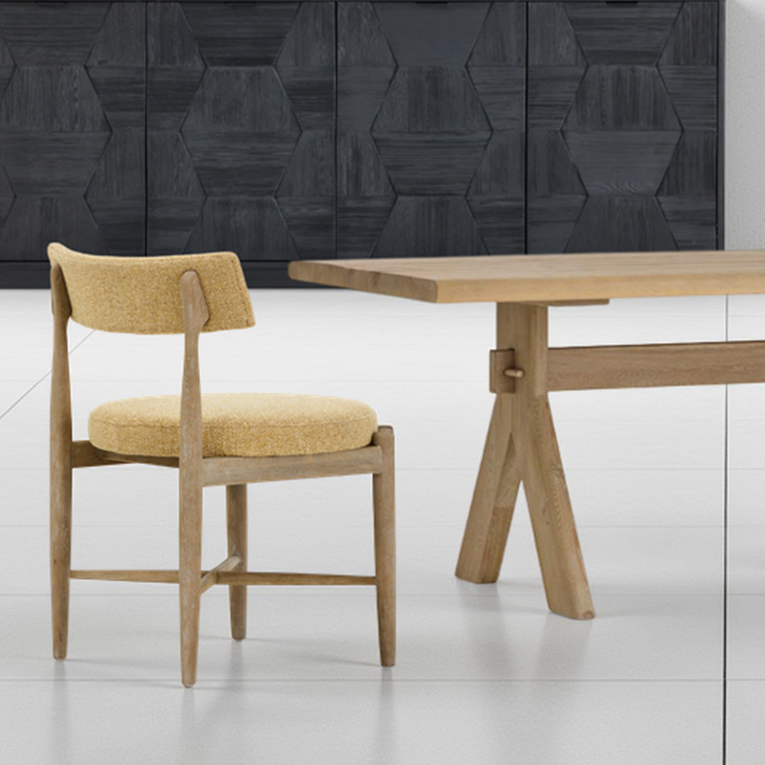 Inge Yellow Fabric Oak Dining Chair