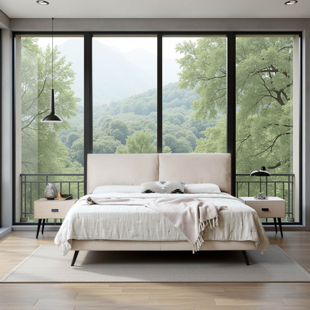 Elin Italian Leather Modern Bed