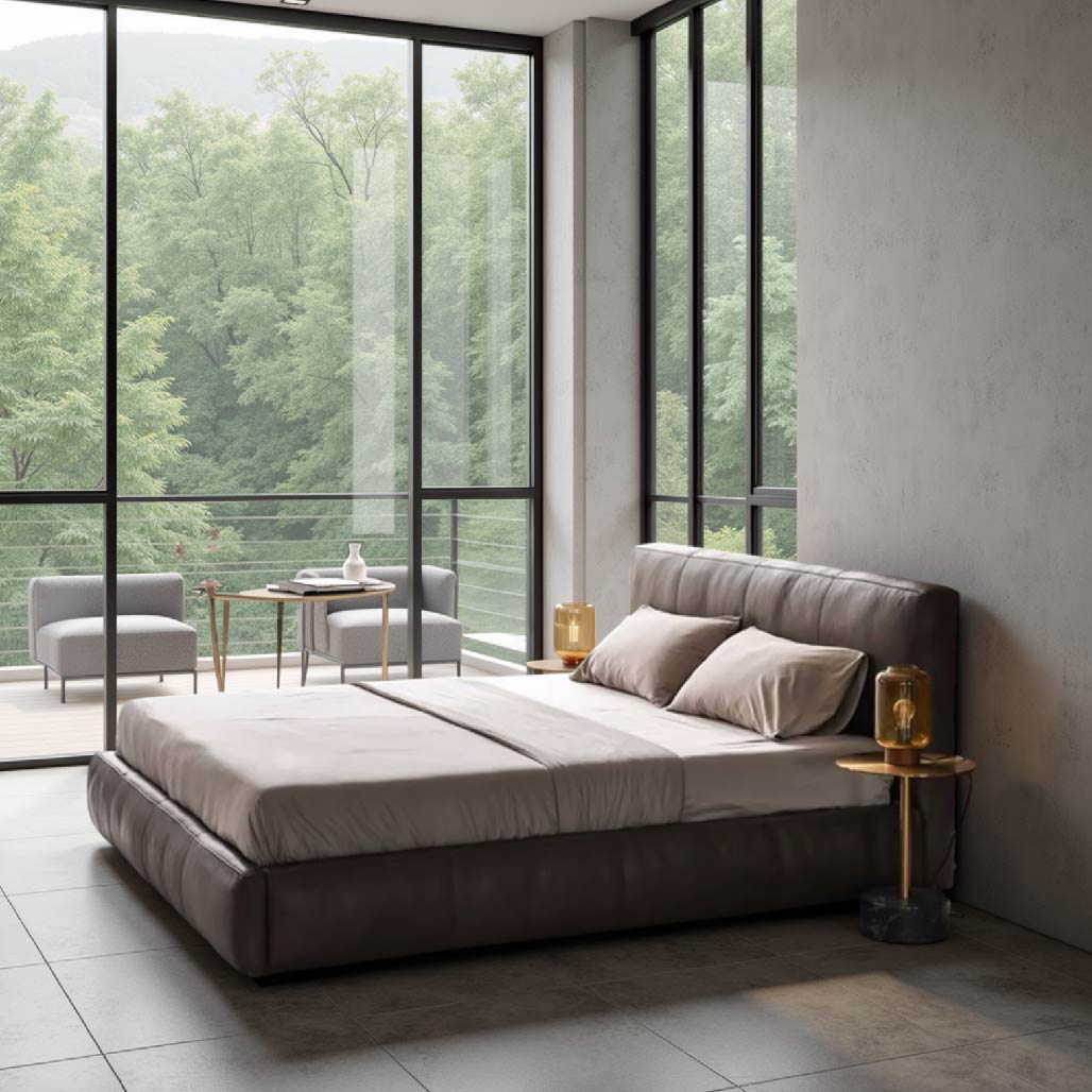 Jorgen Italian Retro Leather Bed