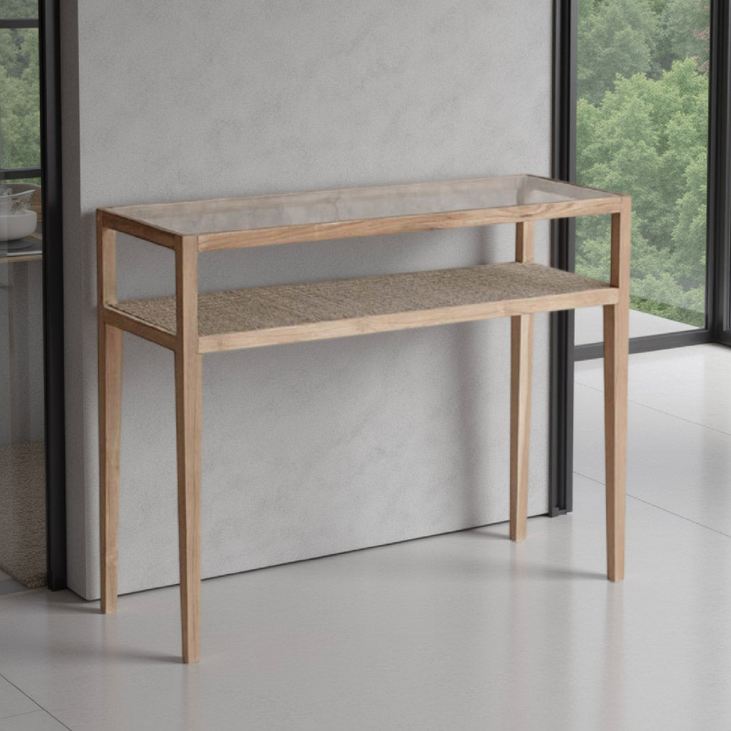 Vilma Sungkai Wood Glass Console Table