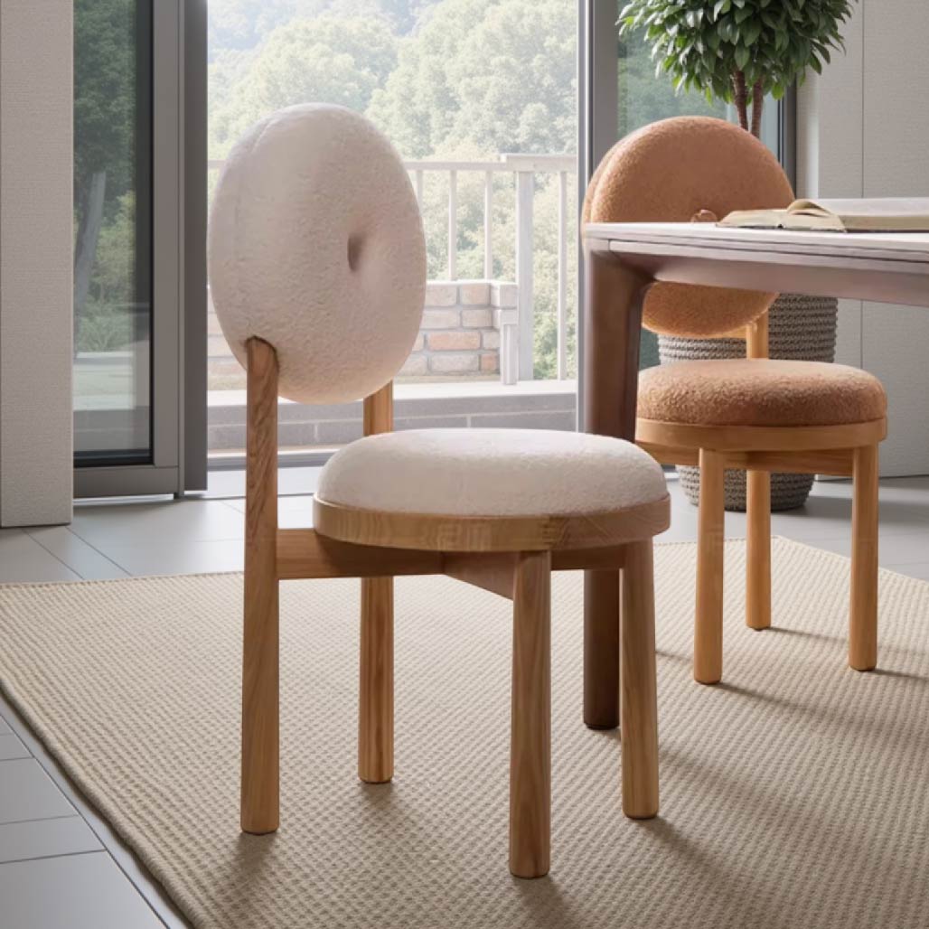 Lotta Boucle Solid Wood Dining Chair