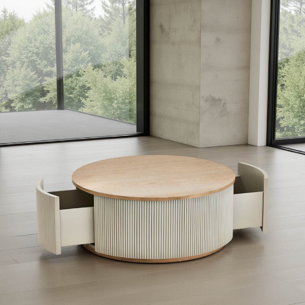 Magnus White Oak Coffee Table with Drawers