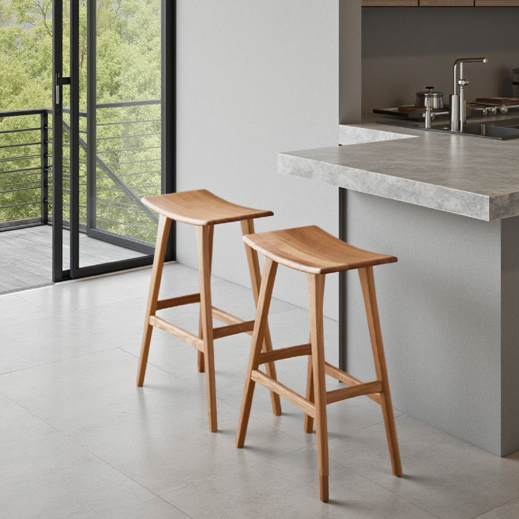 Njal Solid Wood Bar Stool