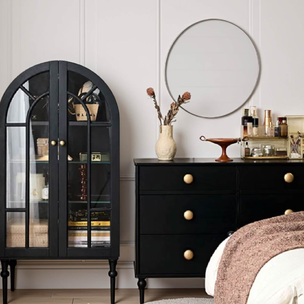 Olena French Retro Wood Arched Cabinet