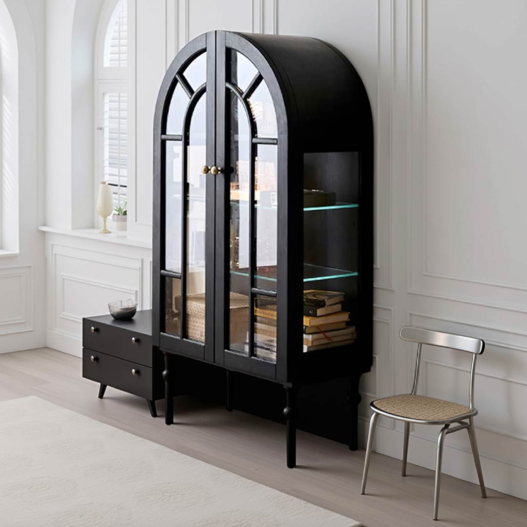 Olena French Retro Wood Arched Cabinet