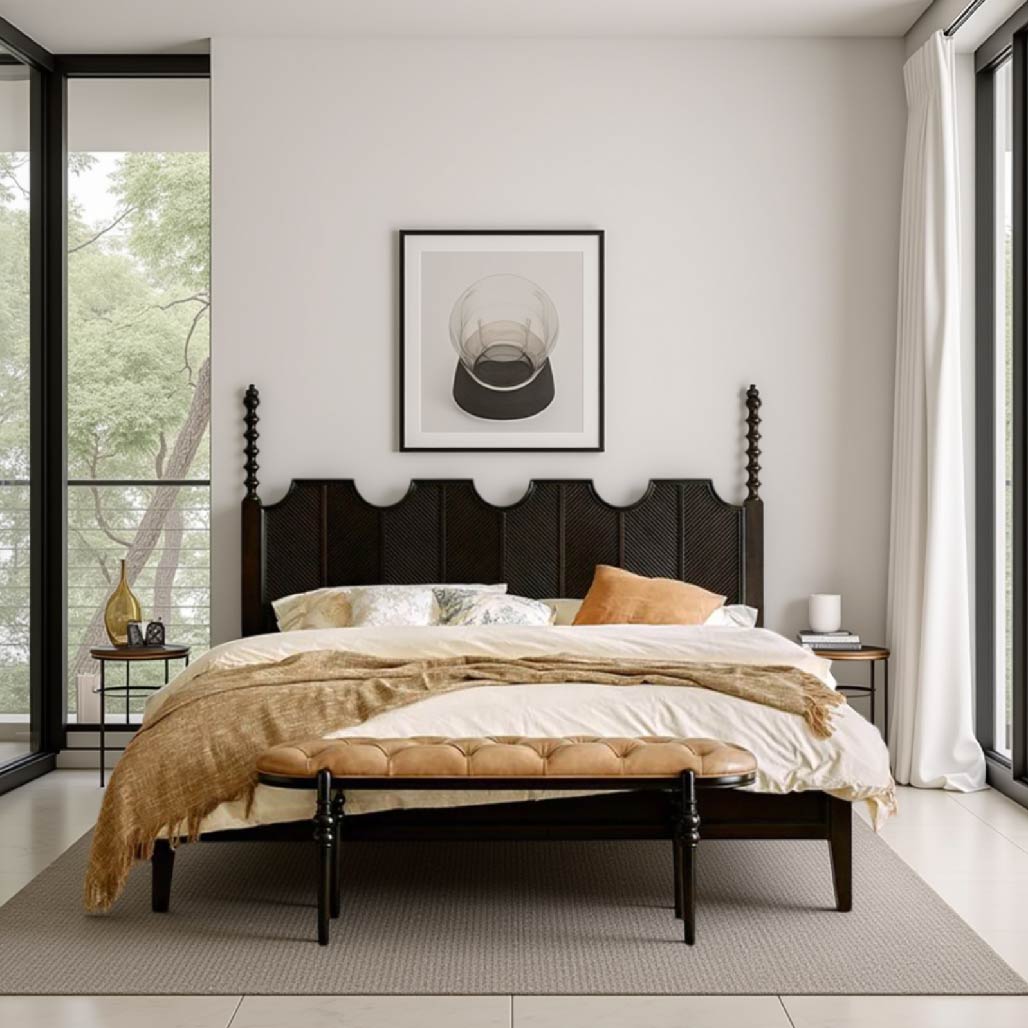 Olena French Style Solid Wood Retro Bed