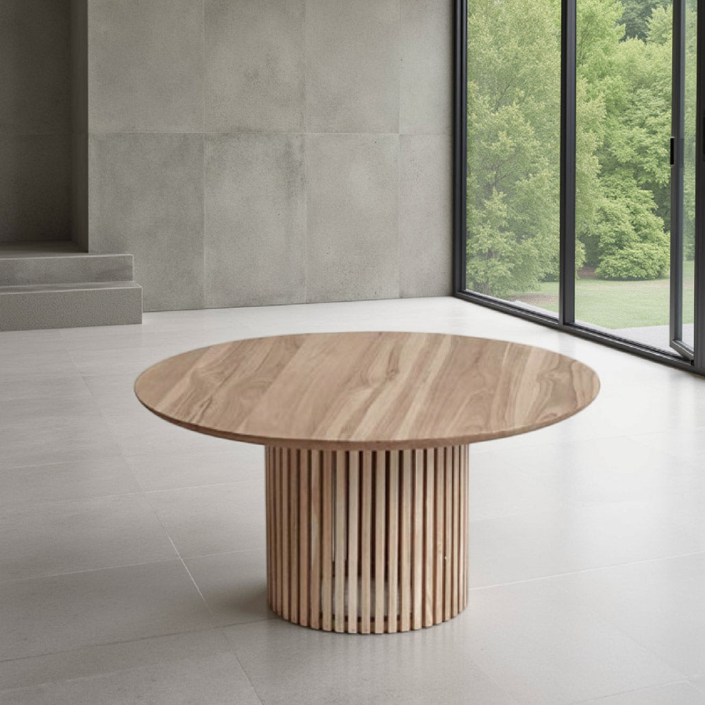 Lasse Teak Wood Round Coffee Table
