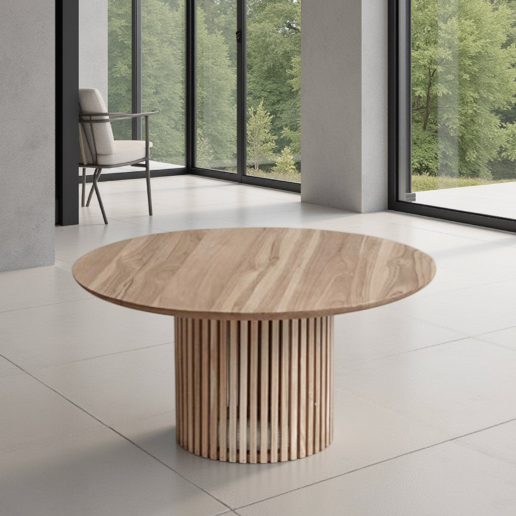Lasse Teak Wood Round Coffee Table