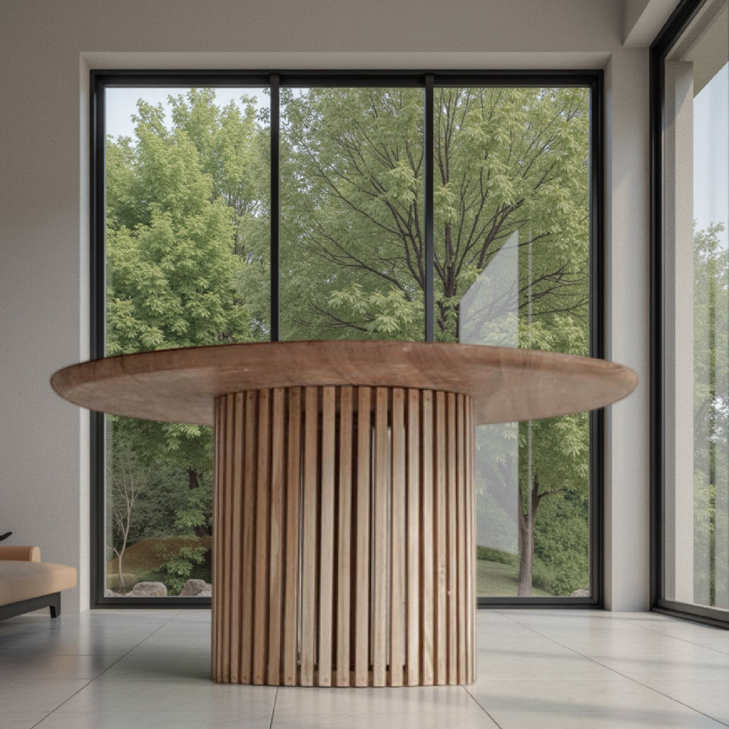 Lasse Teak Wood Round Coffee Table