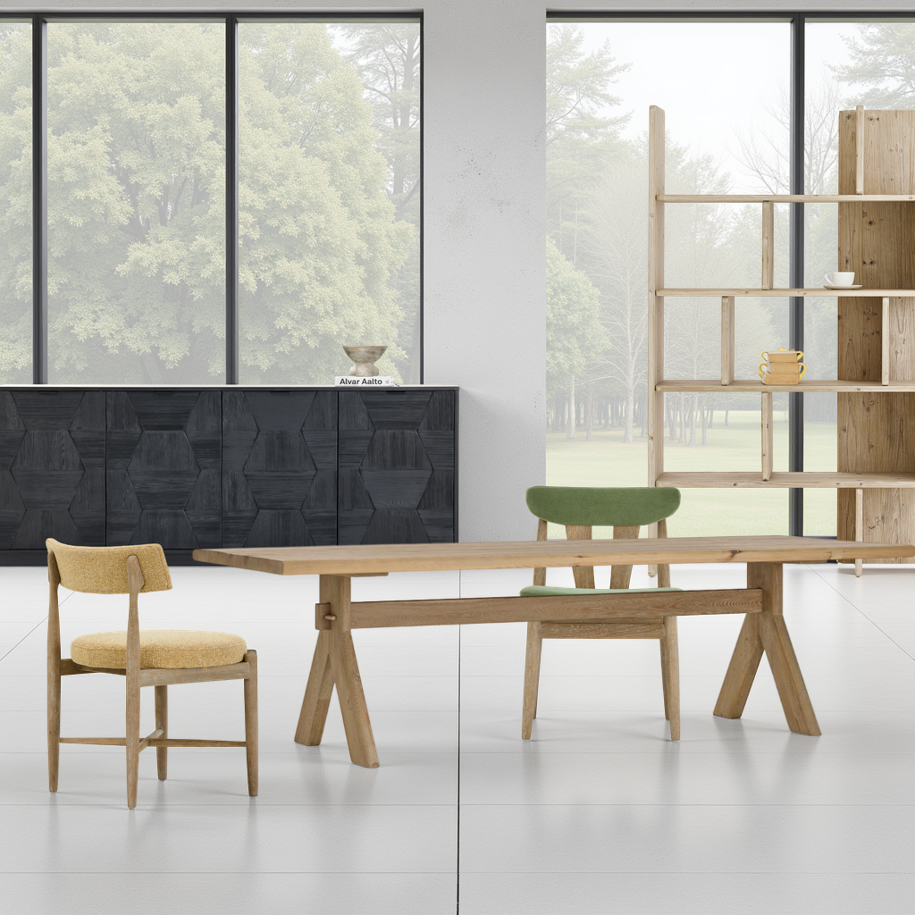 Magnus Smoked Grey Wood Dining Table Set