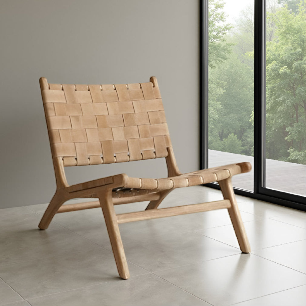 Ylvis Strap Lounge Chair Light Brown Suede