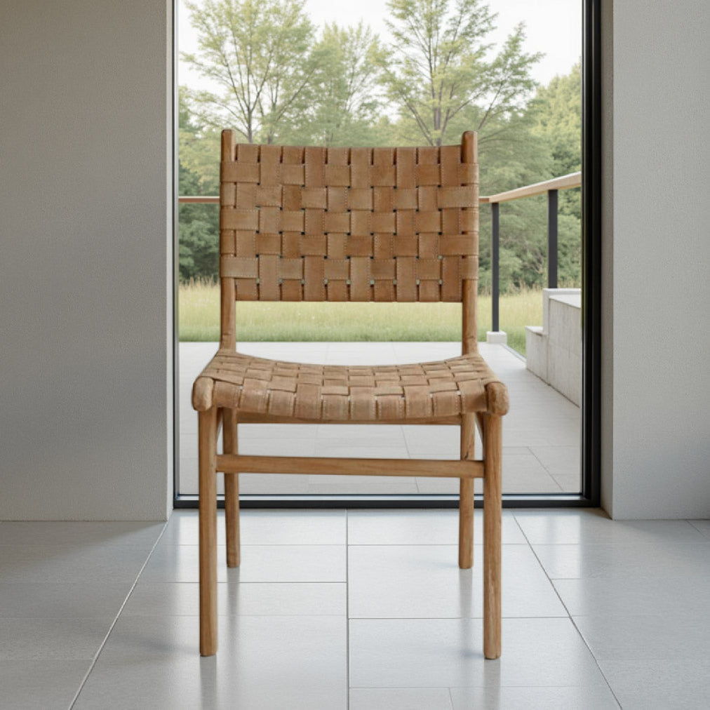 Ylvis Strap Dining Chair Light Brown Suede