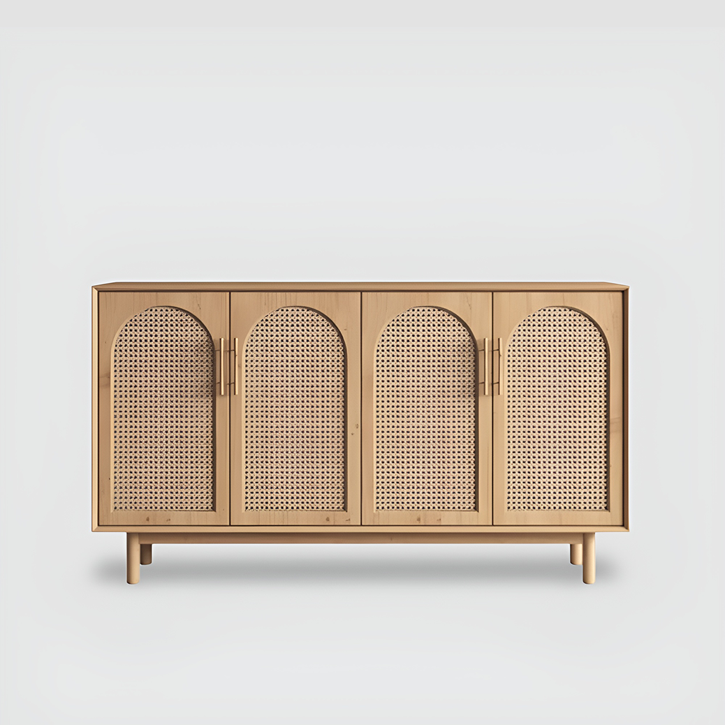 Viggo Solid Wood Rattan Cabinet