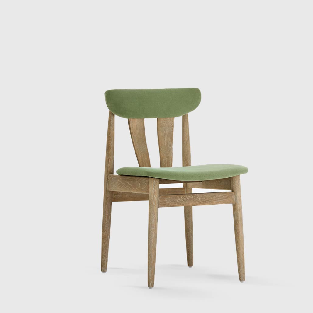 Lovis Green Fabric Oak Smoke Grey Dining Chair