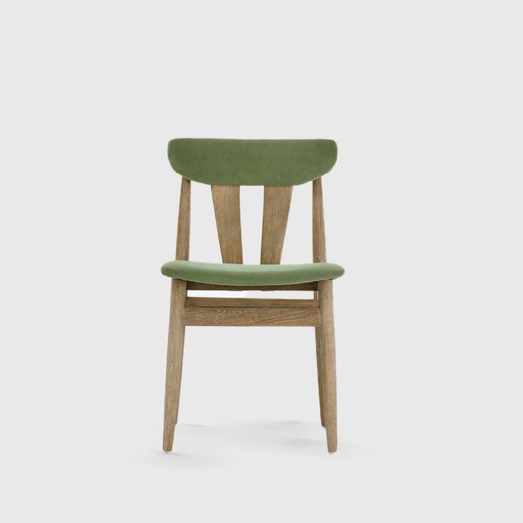 Lovis Green Fabric Oak Smoke Grey Dining Chair