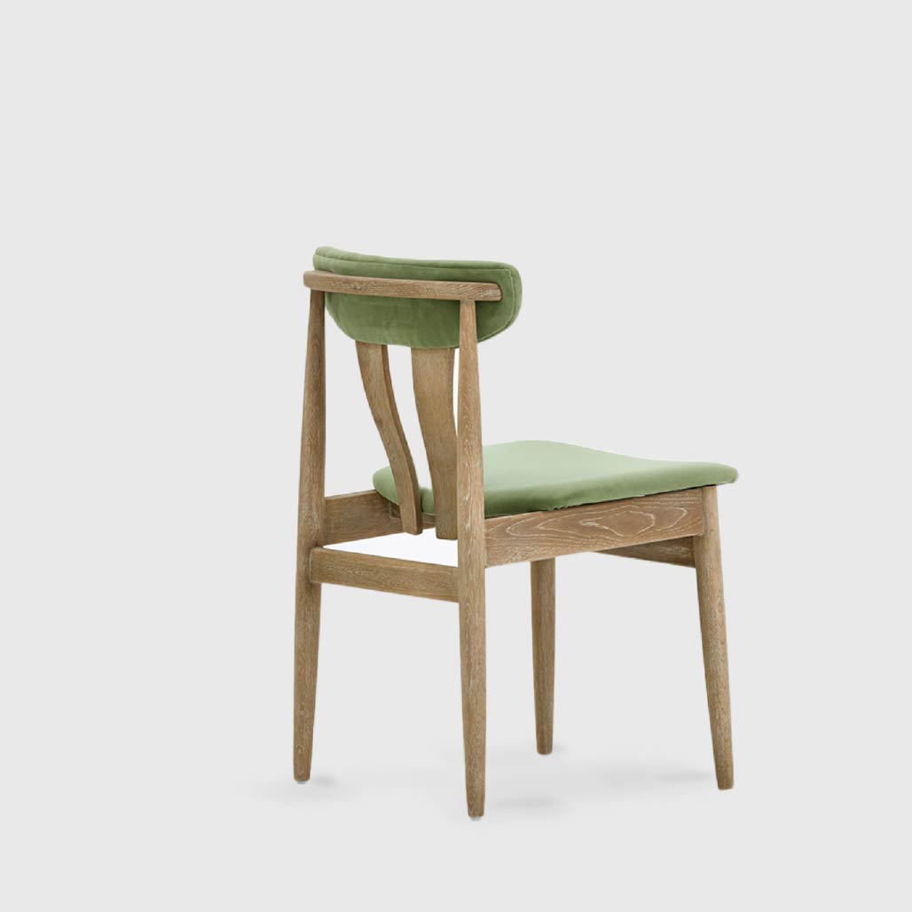 Lovis Green Fabric Oak Smoke Grey Dining Chair
