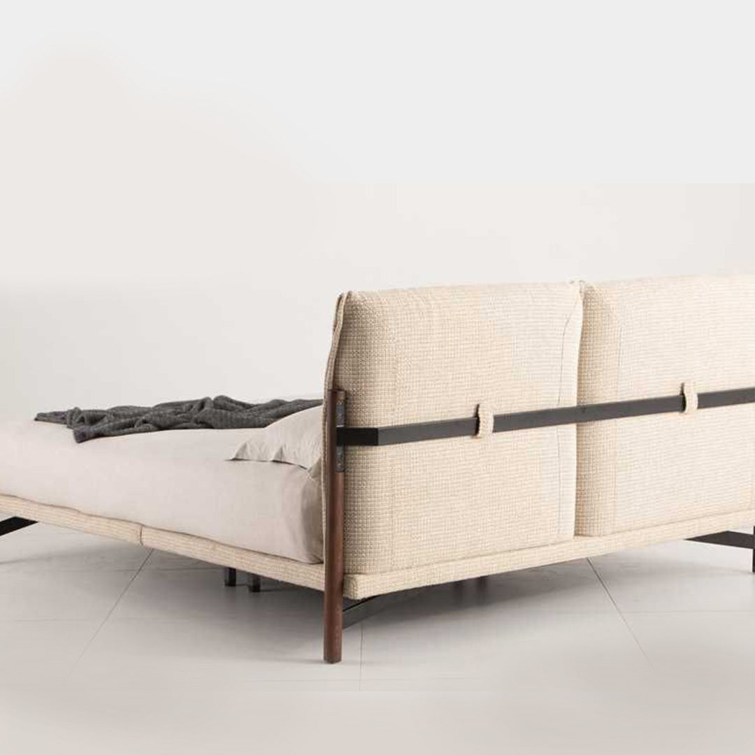Linen-Blend Wood Frame Bed