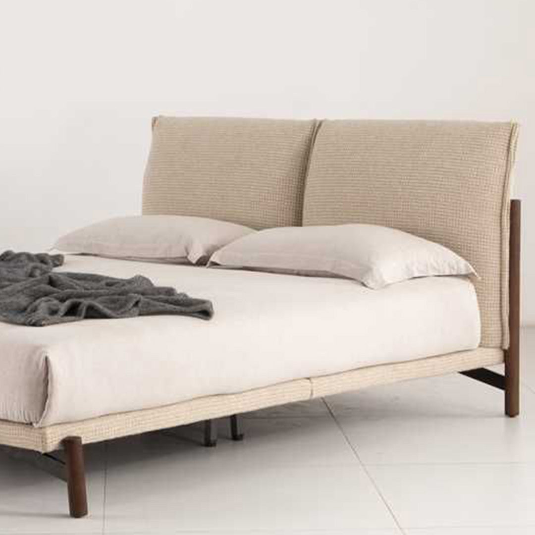 Linen-Blend Wood Frame Bed