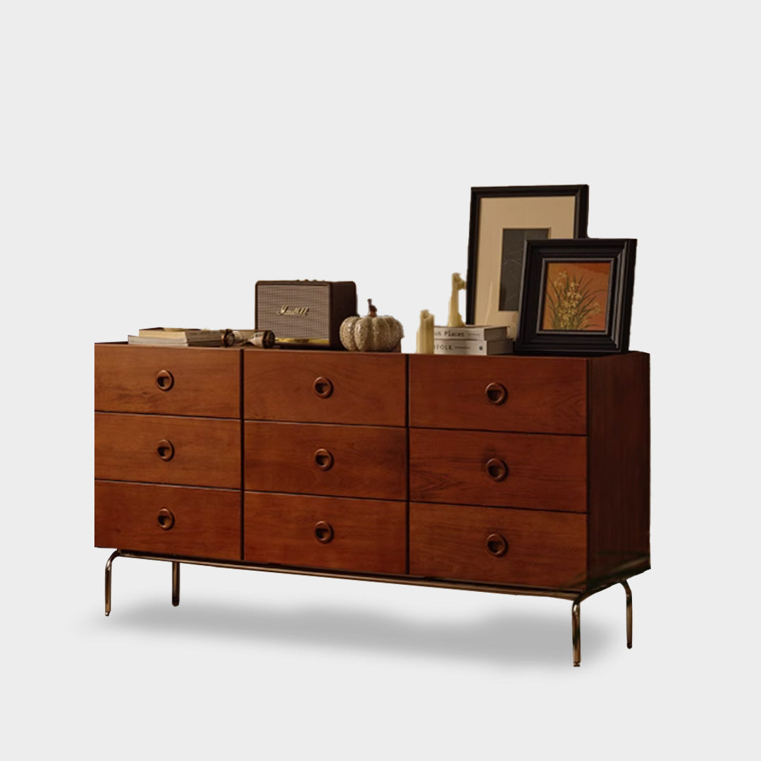 Maia Retro Multi Drawers Solid Wood Cabinet