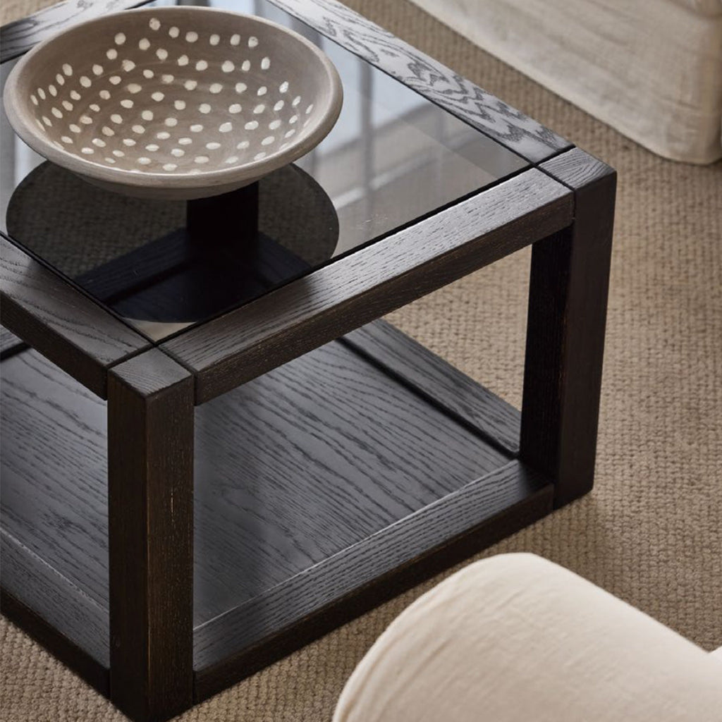 Inkwell Oak & Glass Side Table